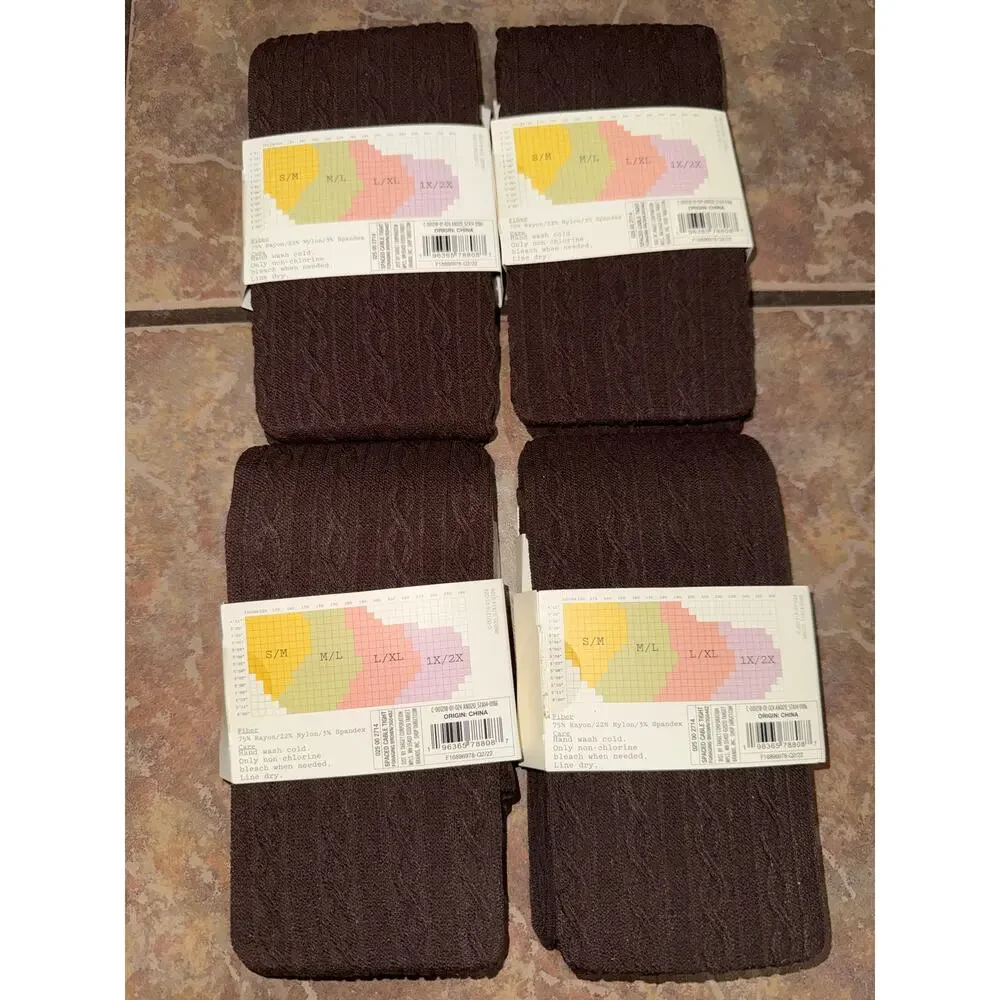 [Lot of 4] A New Day Brown Cable Knit Sweater Tights S/M Cozy Winter